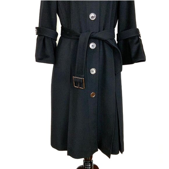Burberry Prorsum Black Cashmere Blend Pleated Midi Length Trench Coat M - Picture 6 of 16